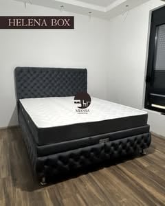 Crni tapacirani krevet HELENA BOX sa box sandukom za odlaganje — Nameštaj Miansa